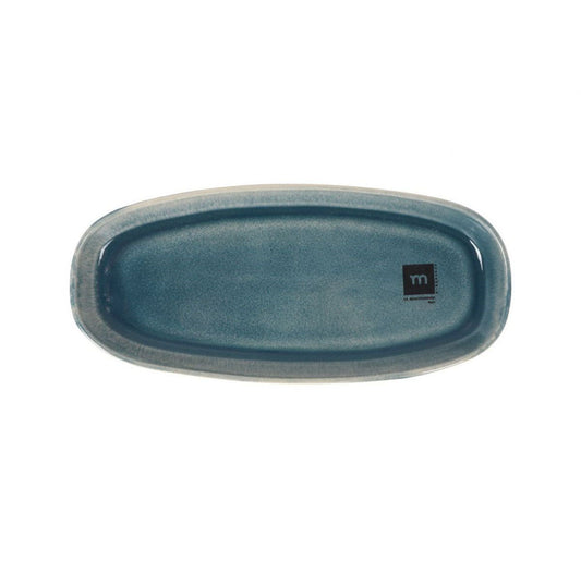 Ocean Blue 25.5x11.7x2.3cm oval Dessert plate starters tapas dish Irregular shape