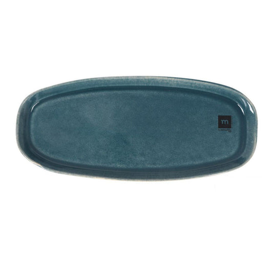 Ocean Blue 33.4x14.8x2.5cm oval Dinner plate tapas dish Irregular shape