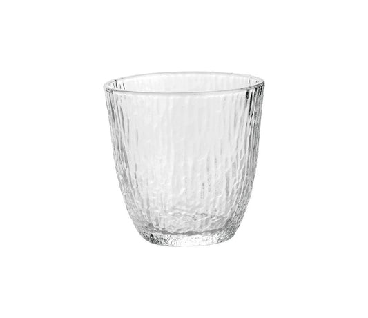 Clear glass Odiel 300ml cocktail tumbler with textured bark-like surface