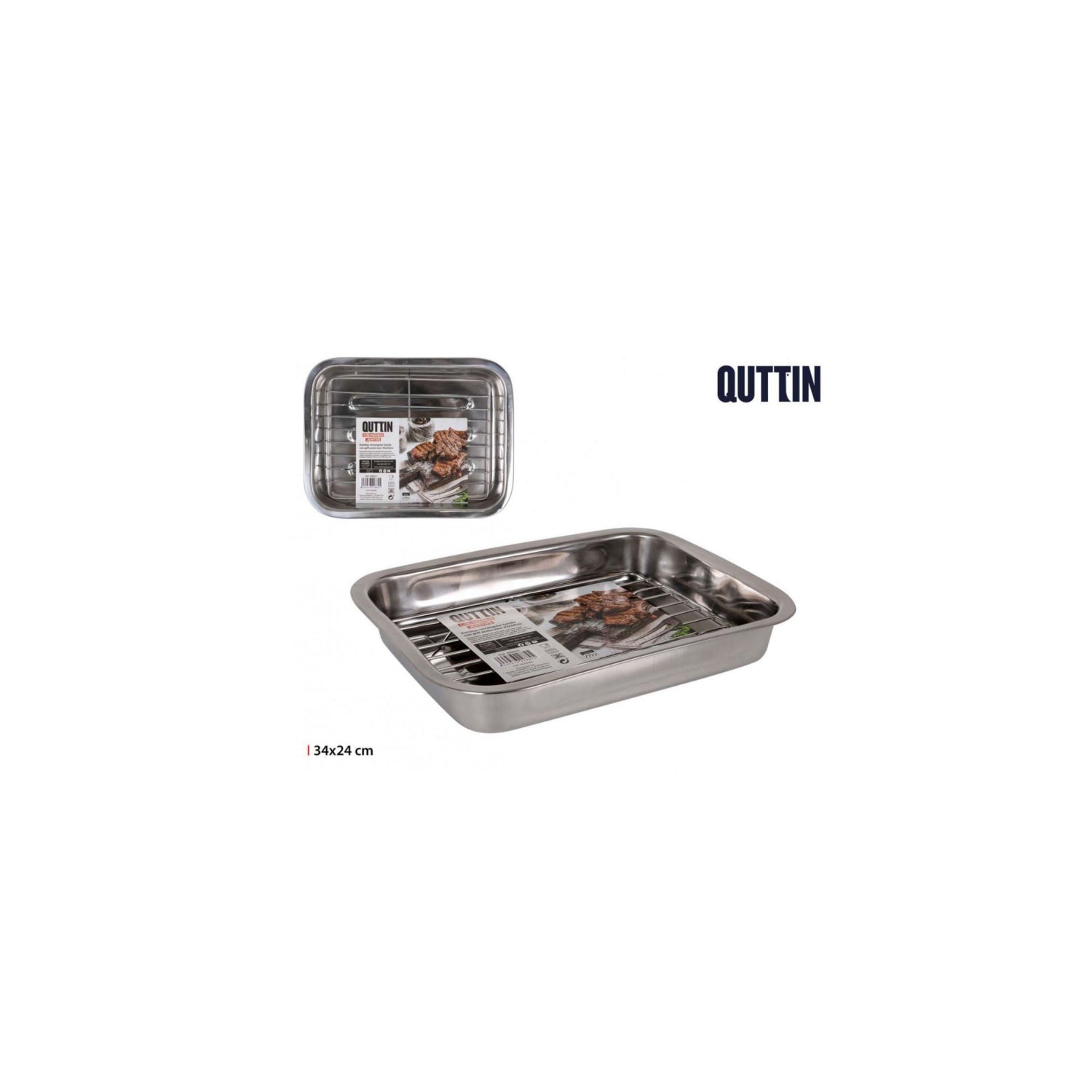 Oven tray Stainless Steel with Grill 32.7x23.5cm Quttin
