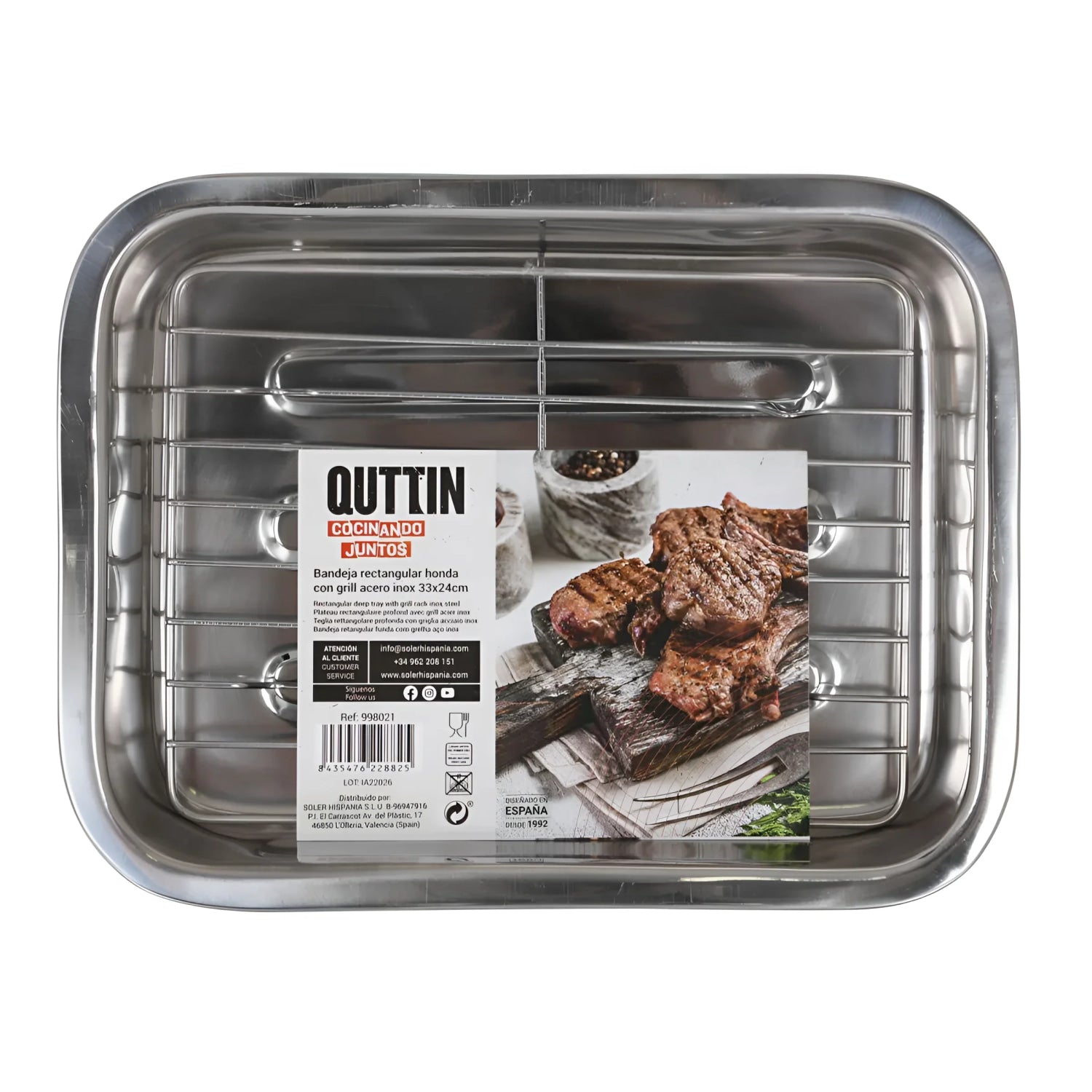 Oven tray Stainless Steel with Grill 32.7x23.5cm Quttin