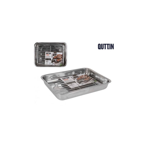 Oven tray Stainless Steel with Grill 38.3x27.4cm Quttin