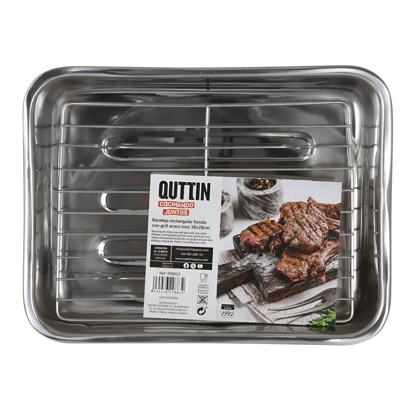 Rectangular oven Tray C/Grill 42 x 31 cm Stainless Steel