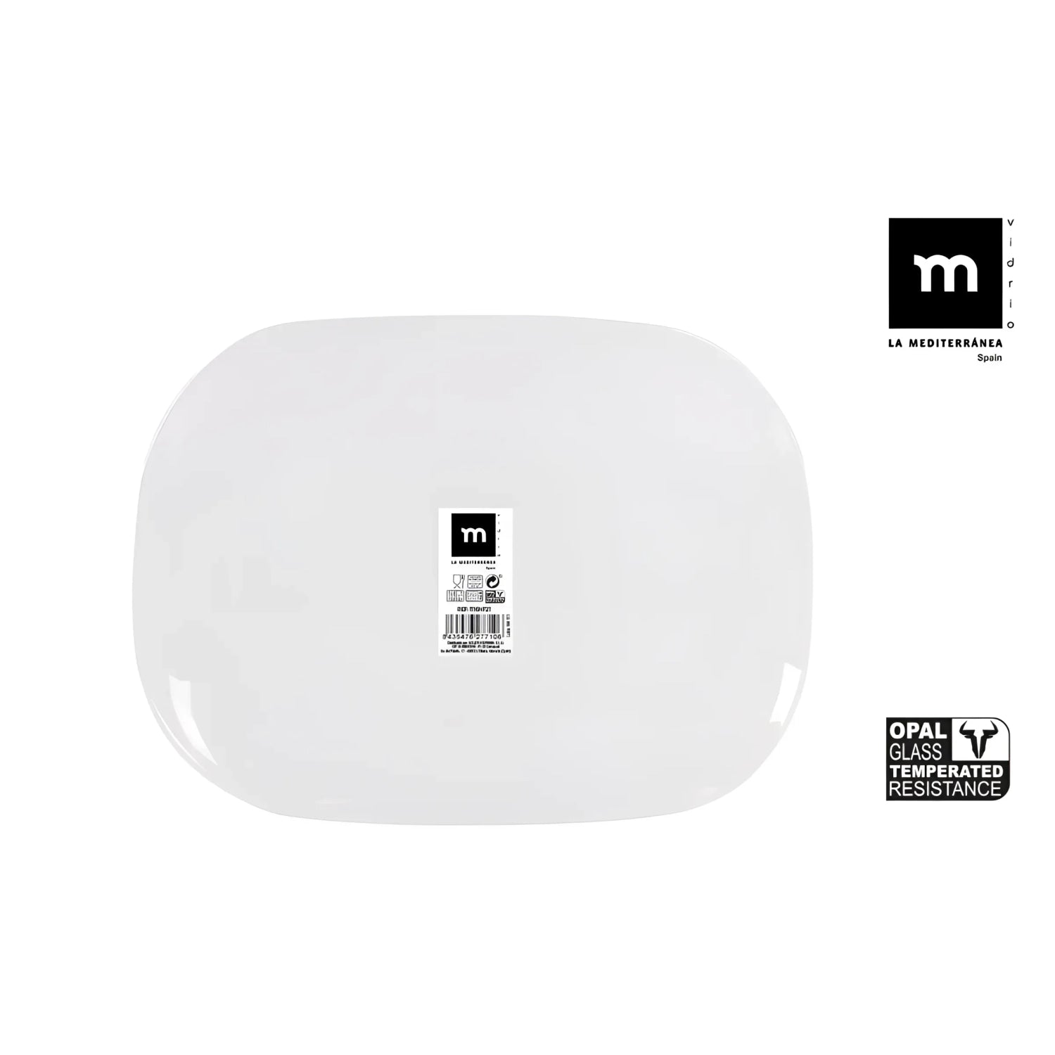 Palaos Tempered Glass opal Dinner plates 30x22cm