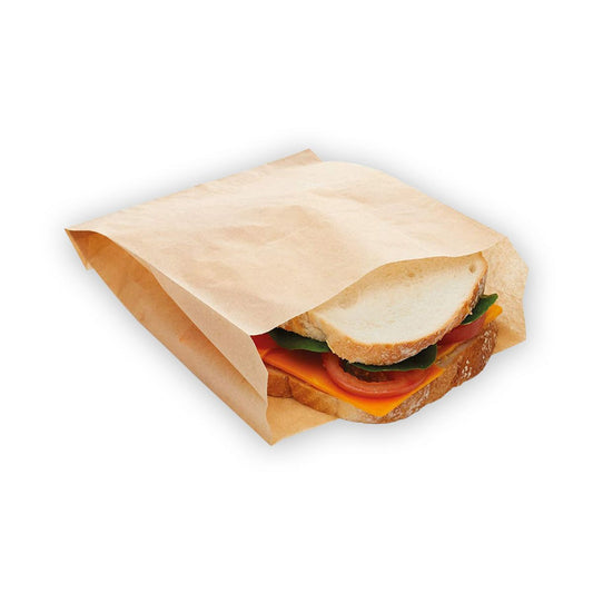 Sandwich in 16x21cm paper food bag from pack of 20