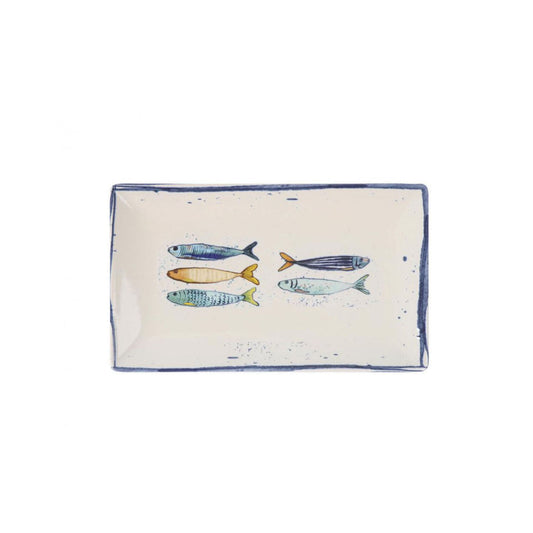 Rectangular Peixe serving dish with fish design for tapas or desserts 25x15cm