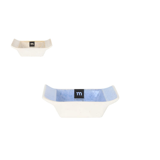Pica Pica ramekin with white ceramic exterior and light blue interior