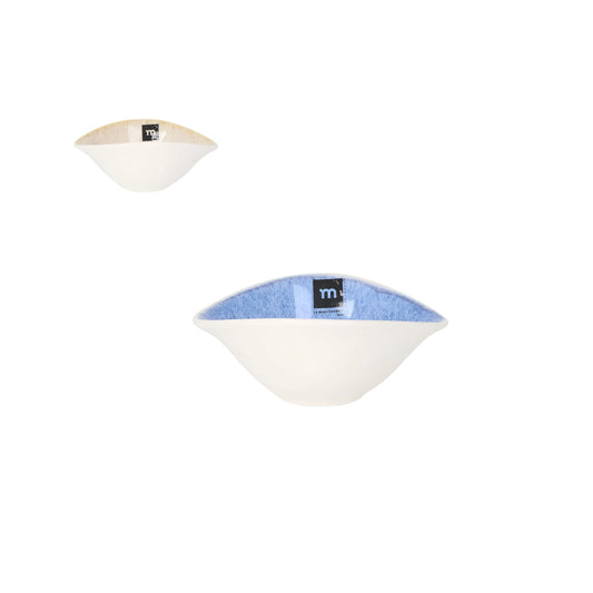 White ceramic Pica Pica ramekin with textured blue interior, 13.9x11.8x5.8cm