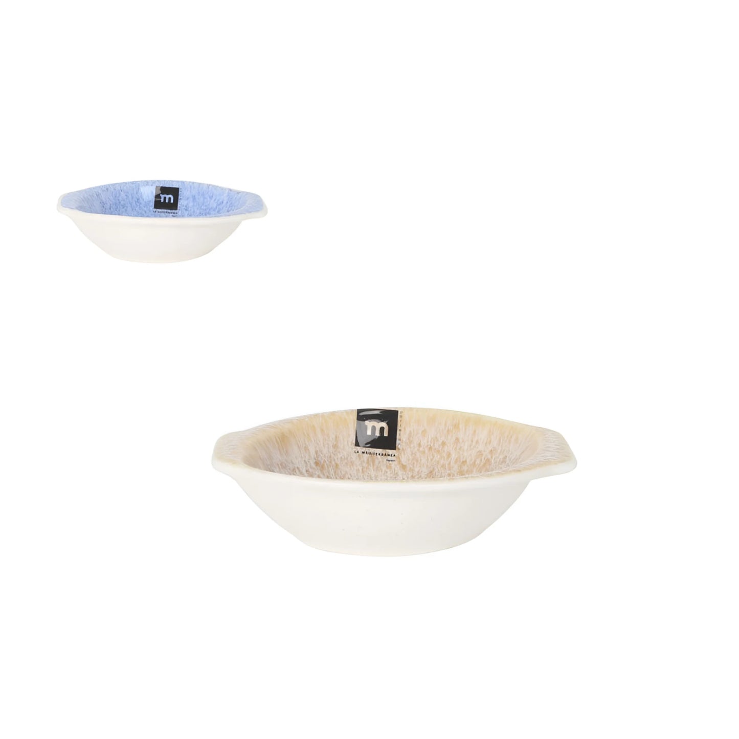 Pica Pica assorted green blue ramekins with blue speckled and beige bowls