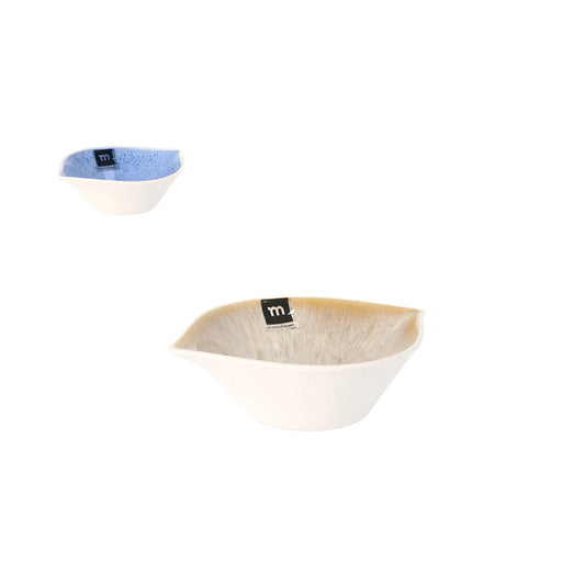 Pica Pica assorted ramekins with blue speckled and beige textured interiors