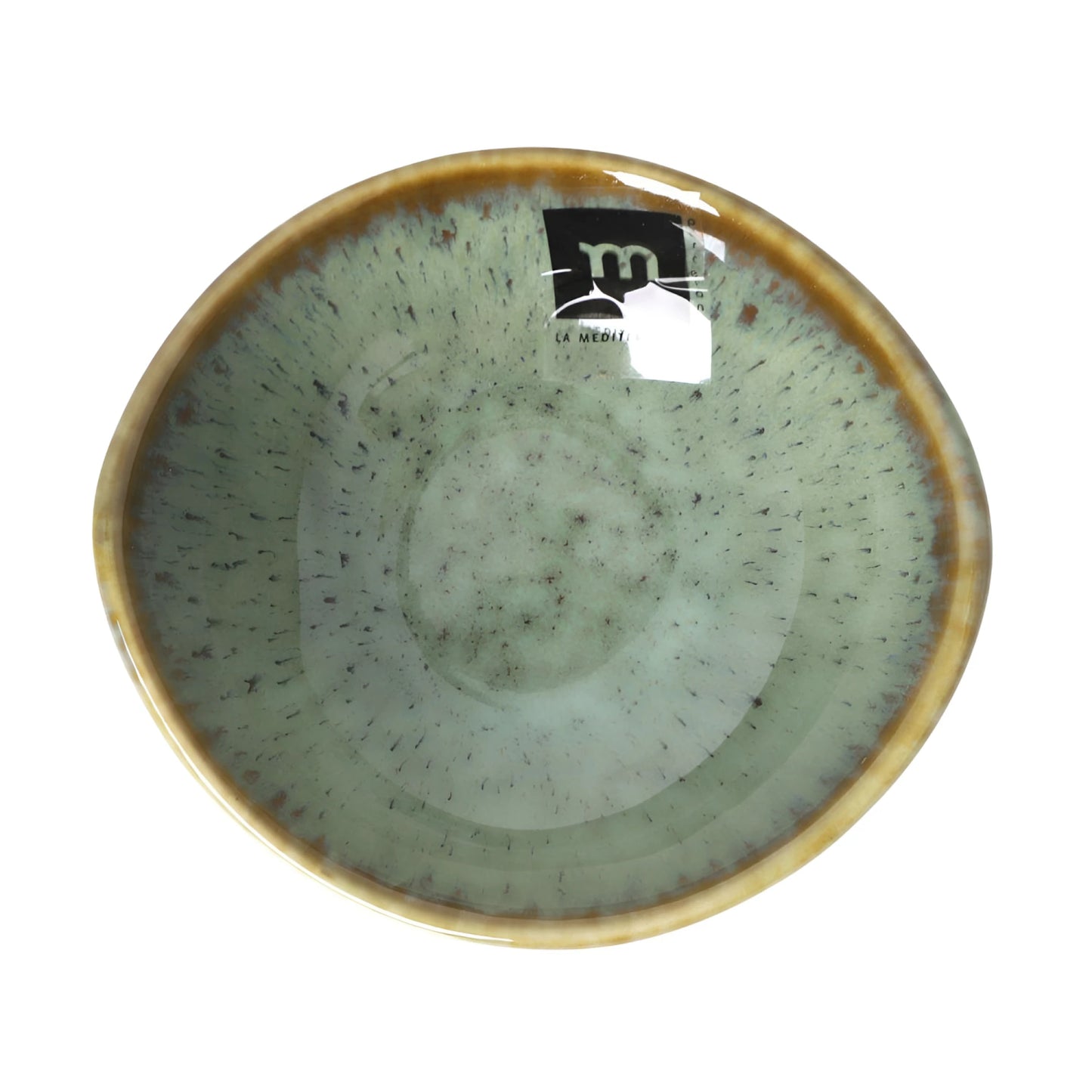 Pica Pica green blue ramekin with speckled green interior and glossy brown rim