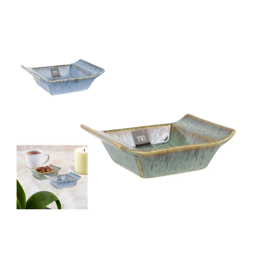 Pica Pica green blue ramekin dish, mottled glaze, 12.8x9x3.8cm
