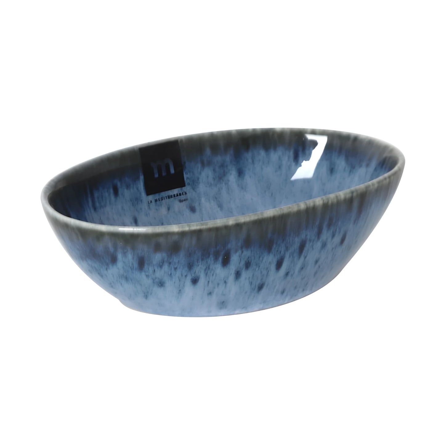 Pica Pica 14x8.5x4cm oval ceramic ramekin in speckled blue glaze