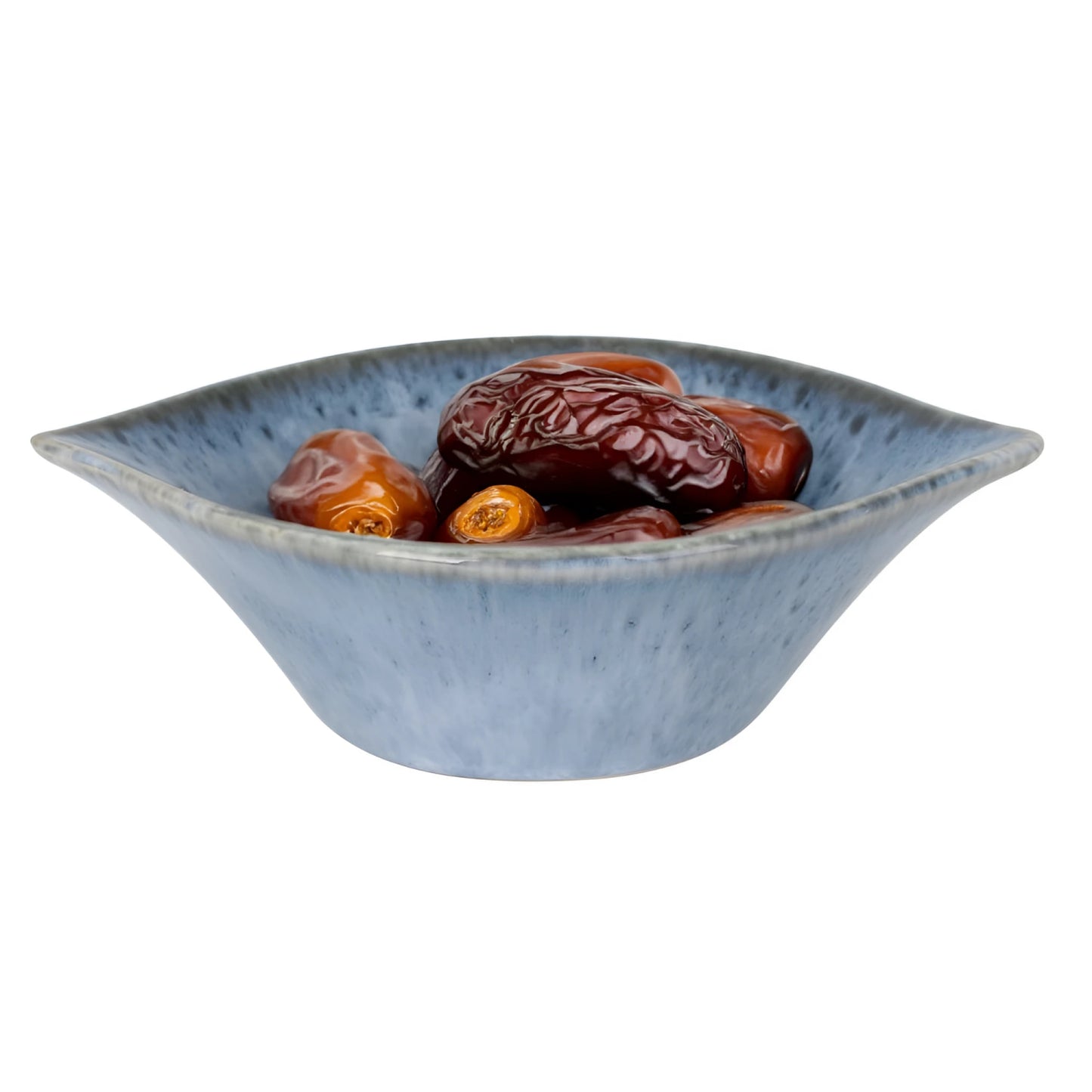 Blue Pica Pica ramekin bowl holding dark red and golden dates