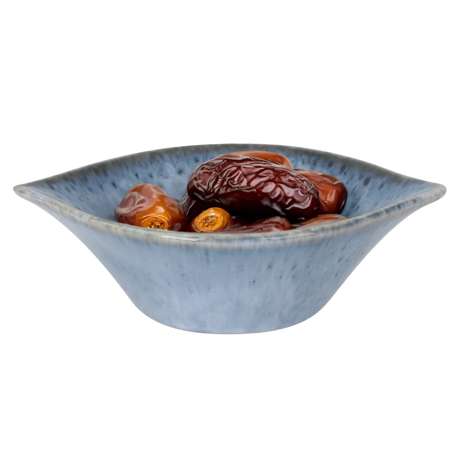 Blue Pica Pica ramekin bowl holding dark red and golden dates