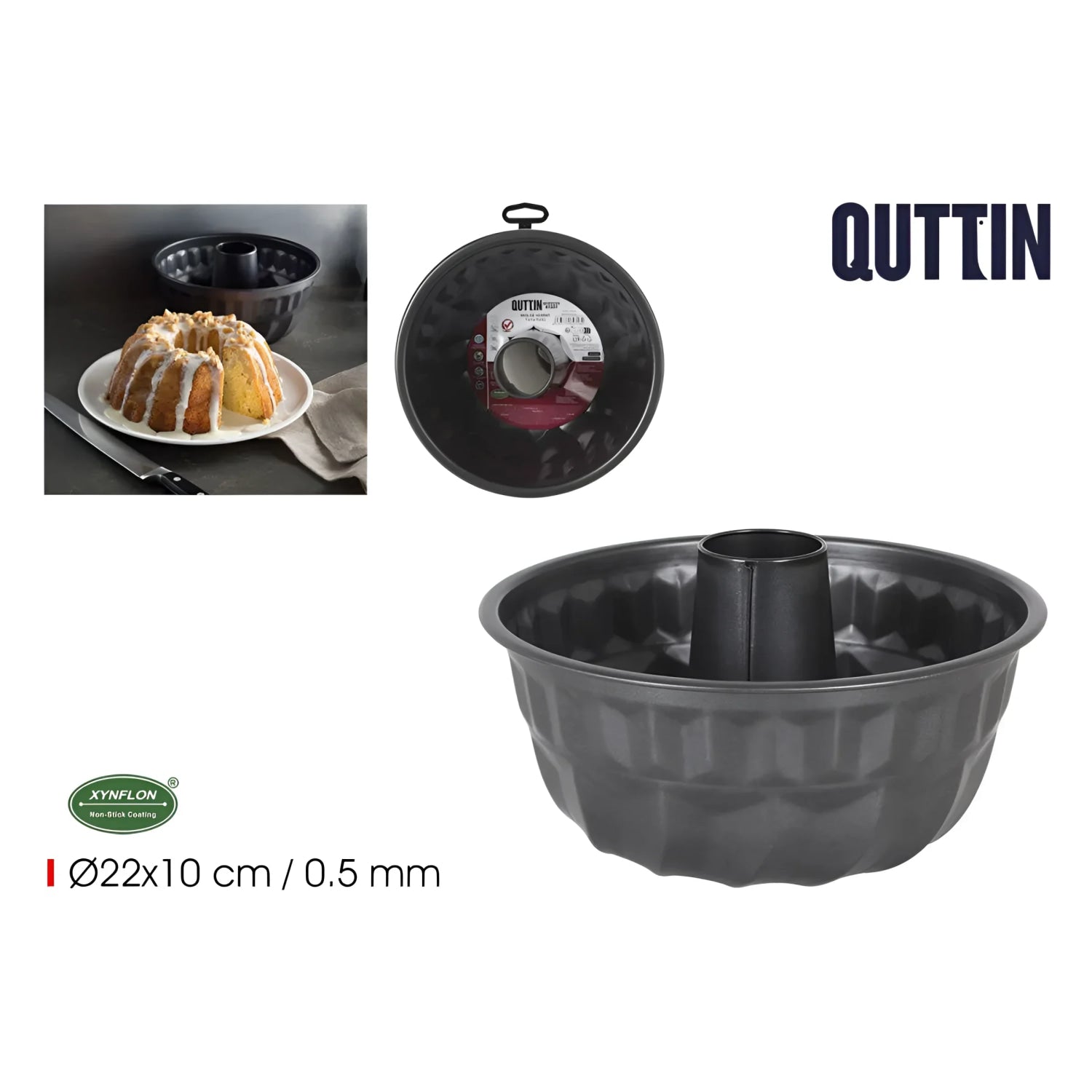 Quttin fluted mould ring tin cake 22x10cm Carbon Steel Non stick coating