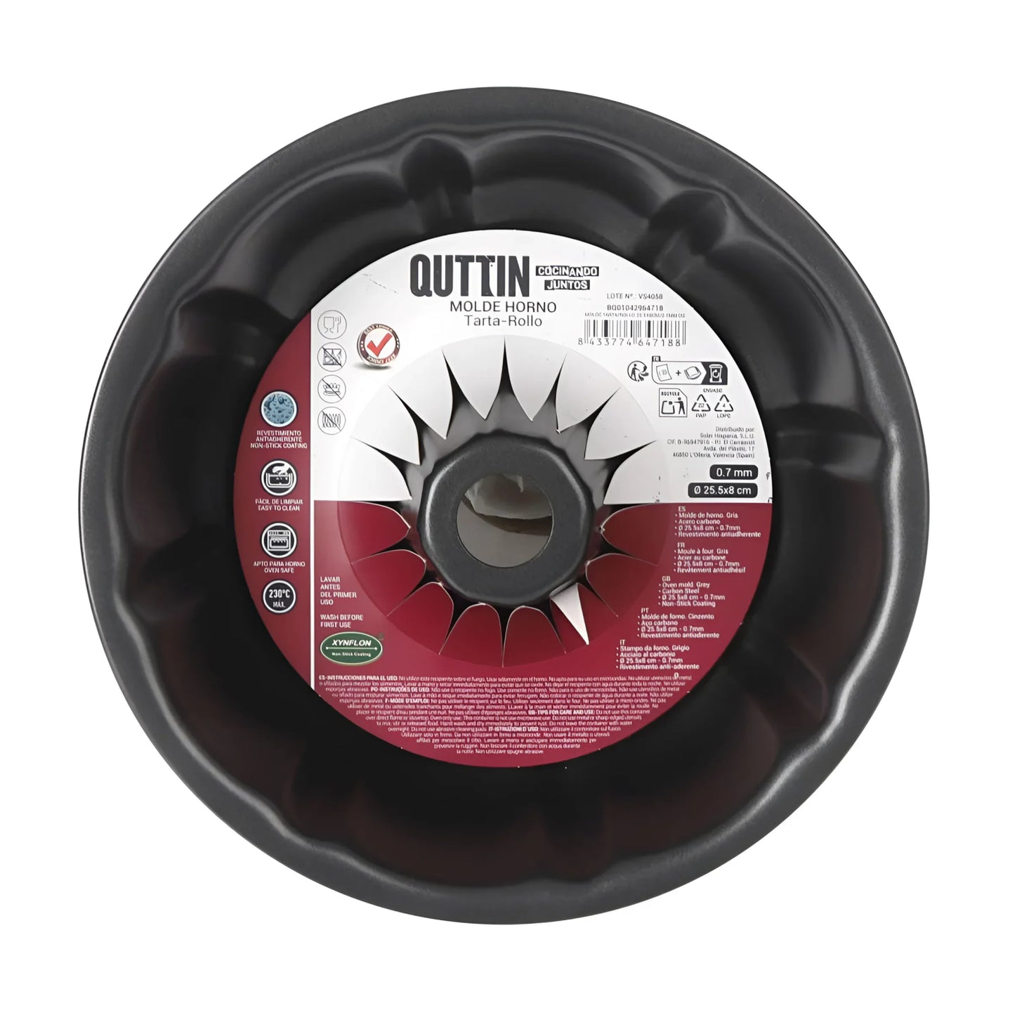 Quttin fluted mould ring tin cake 25.5x8cm Carbon Steel Non stick coating