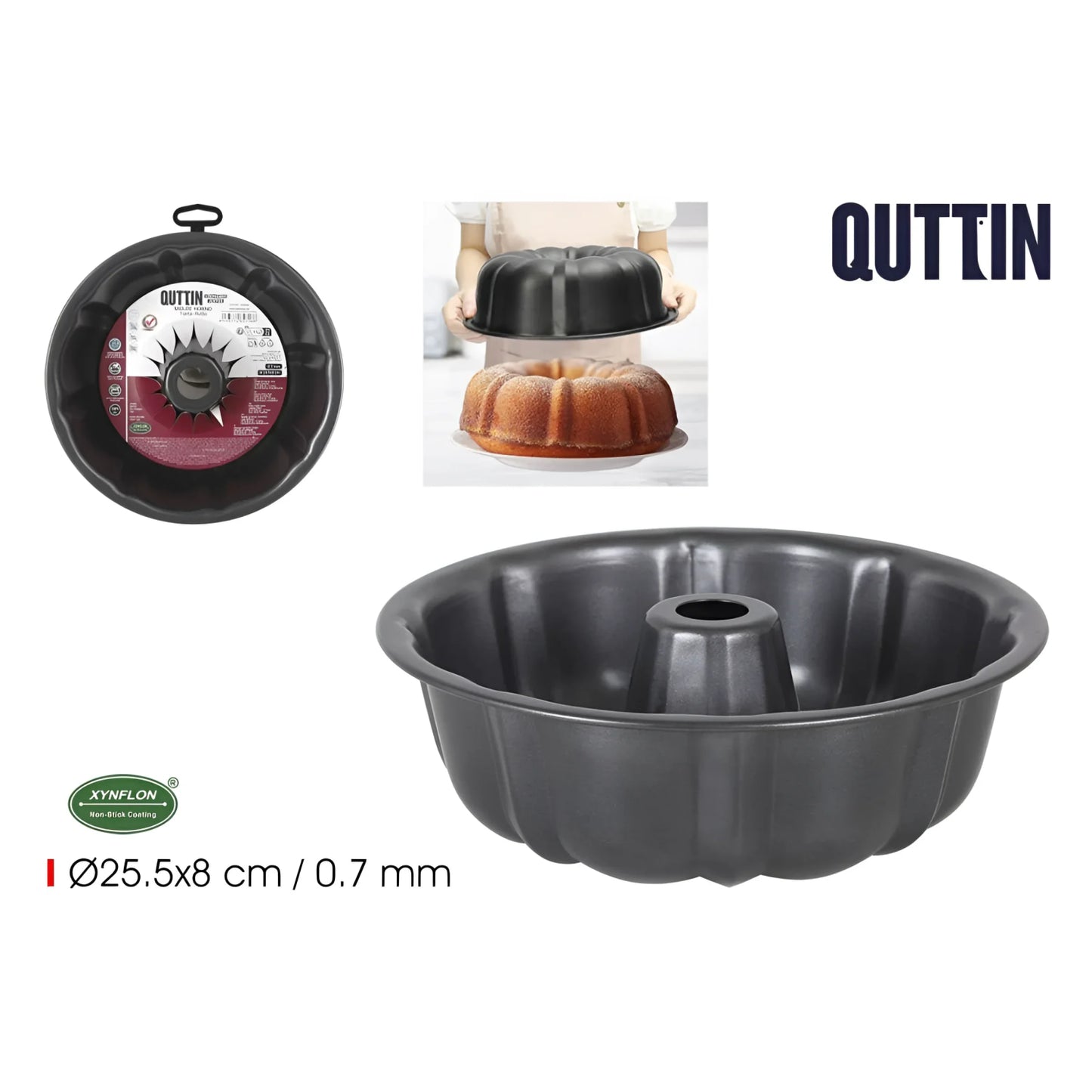 Quttin fluted mould ring tin cake 25.5x8cm Carbon Steel Non stick coating