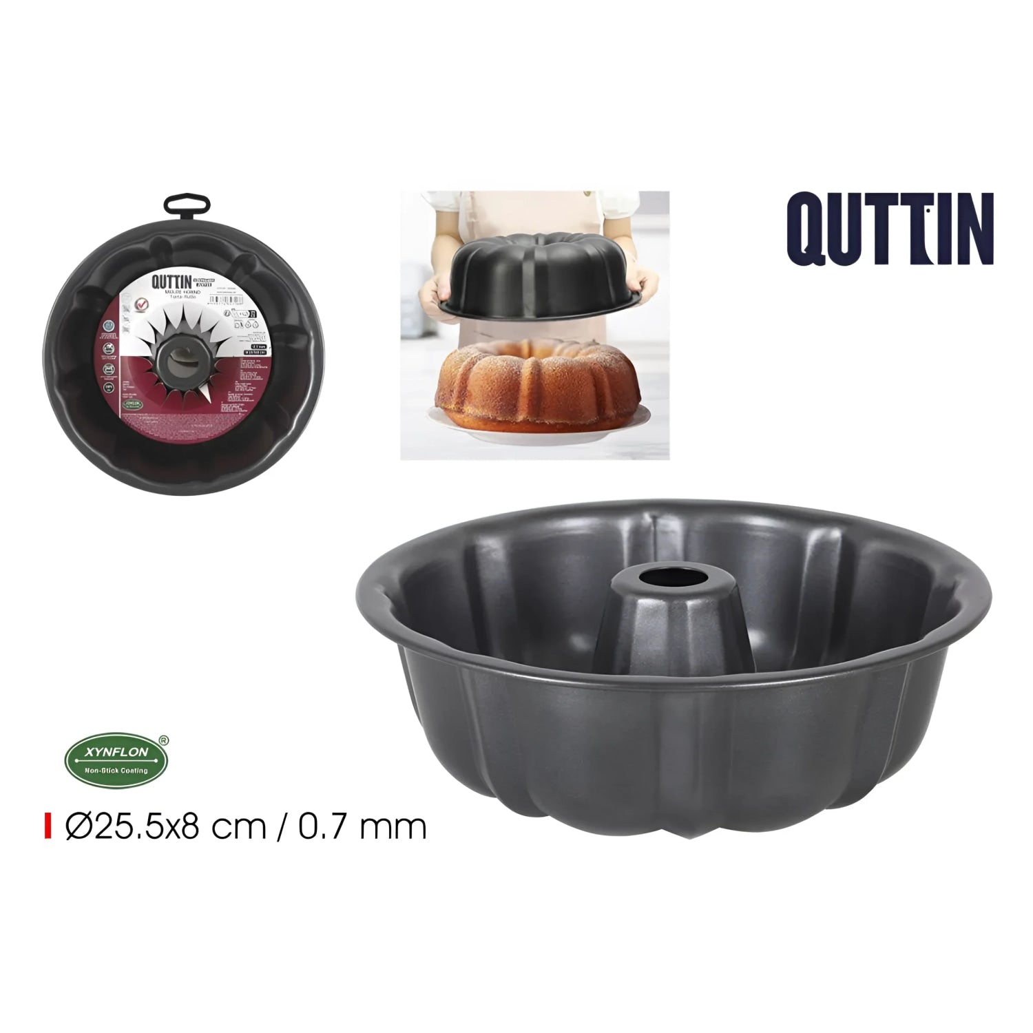 Quttin fluted mould ring tin cake 25.5x8cm Carbon Steel Non stick coating