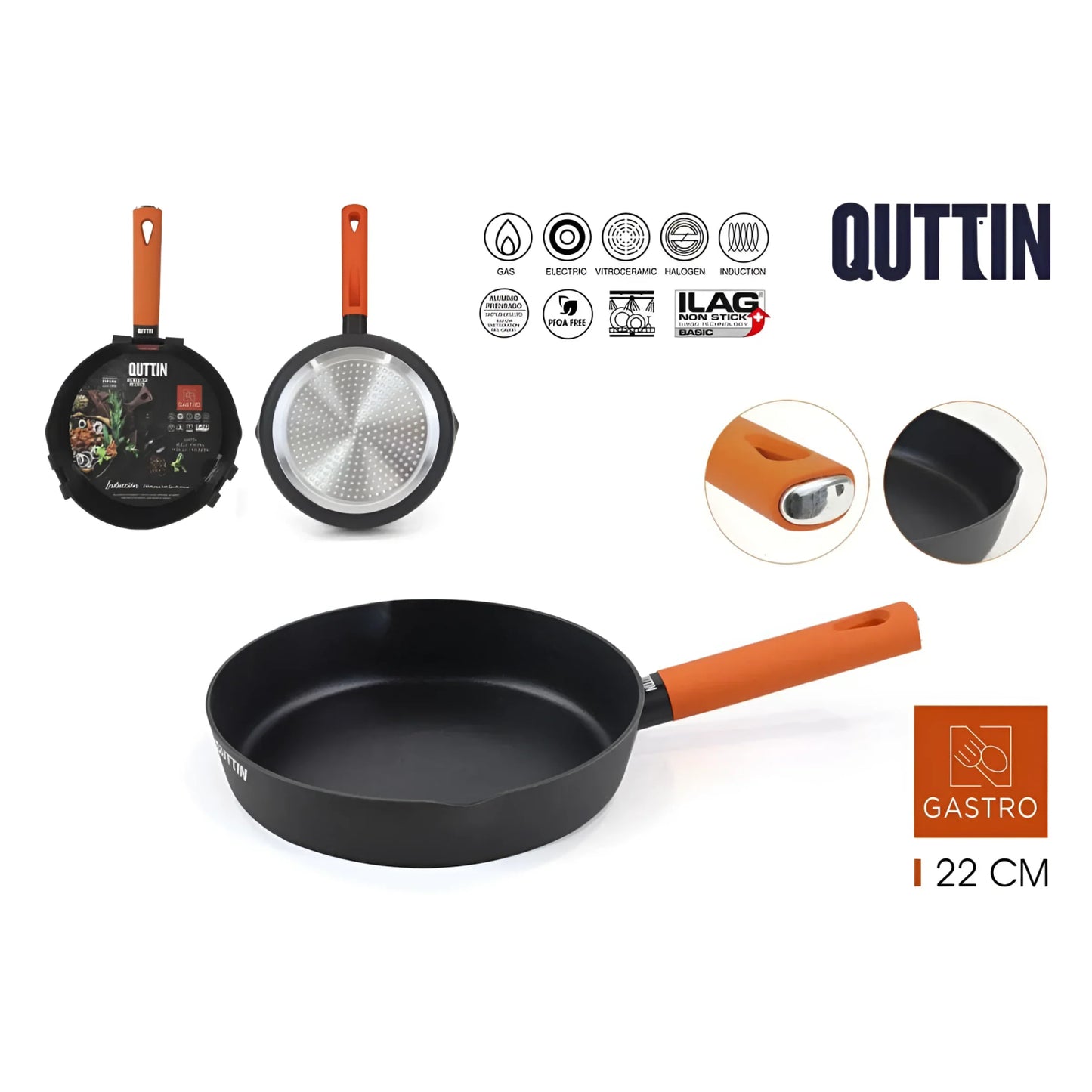 Quttin Gastro 22cm Frying pan Pressed Aluminium Non Stick Induction