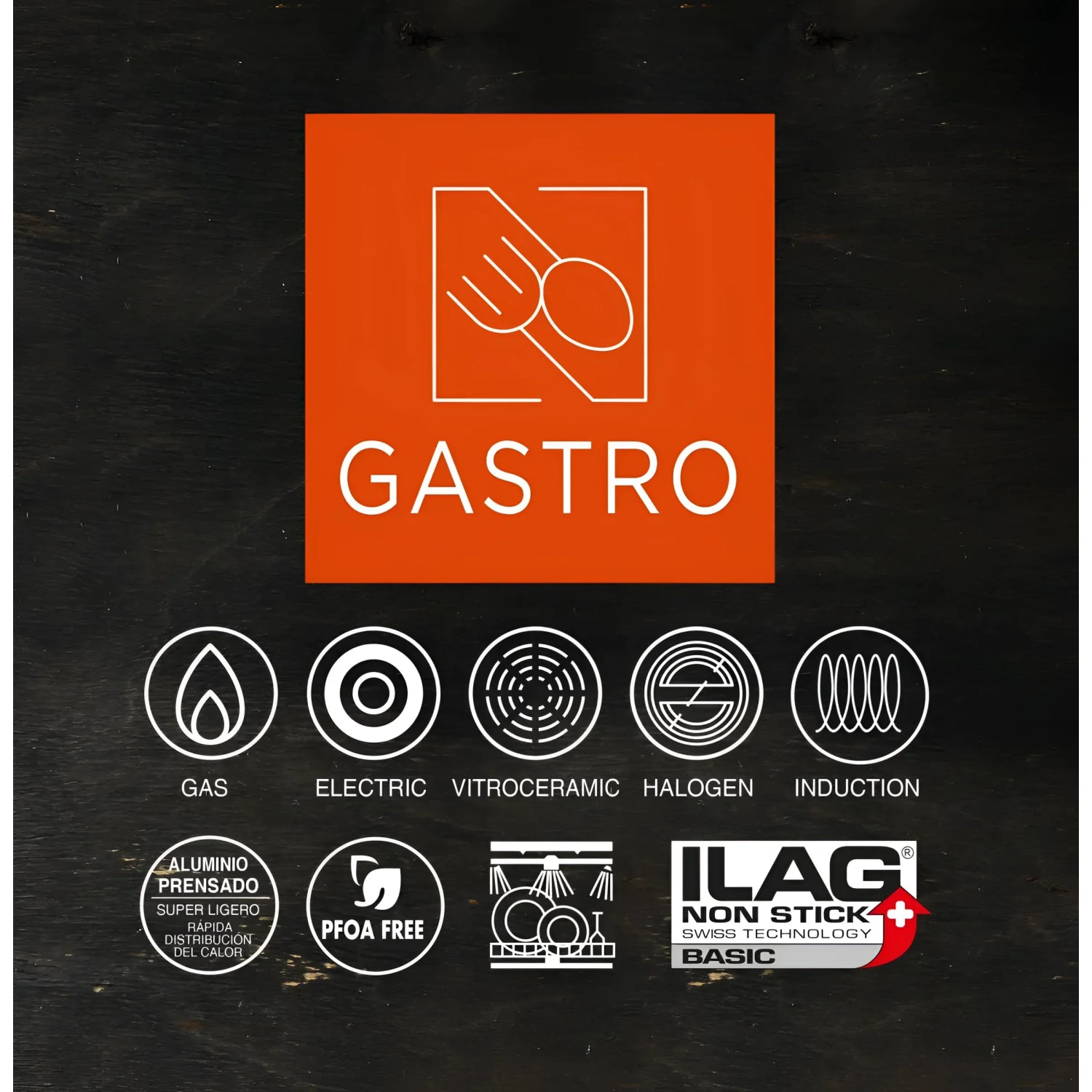 Quttin Gastro 28cm Wok Frying pan Pressed Aluminium Non Stick Induction