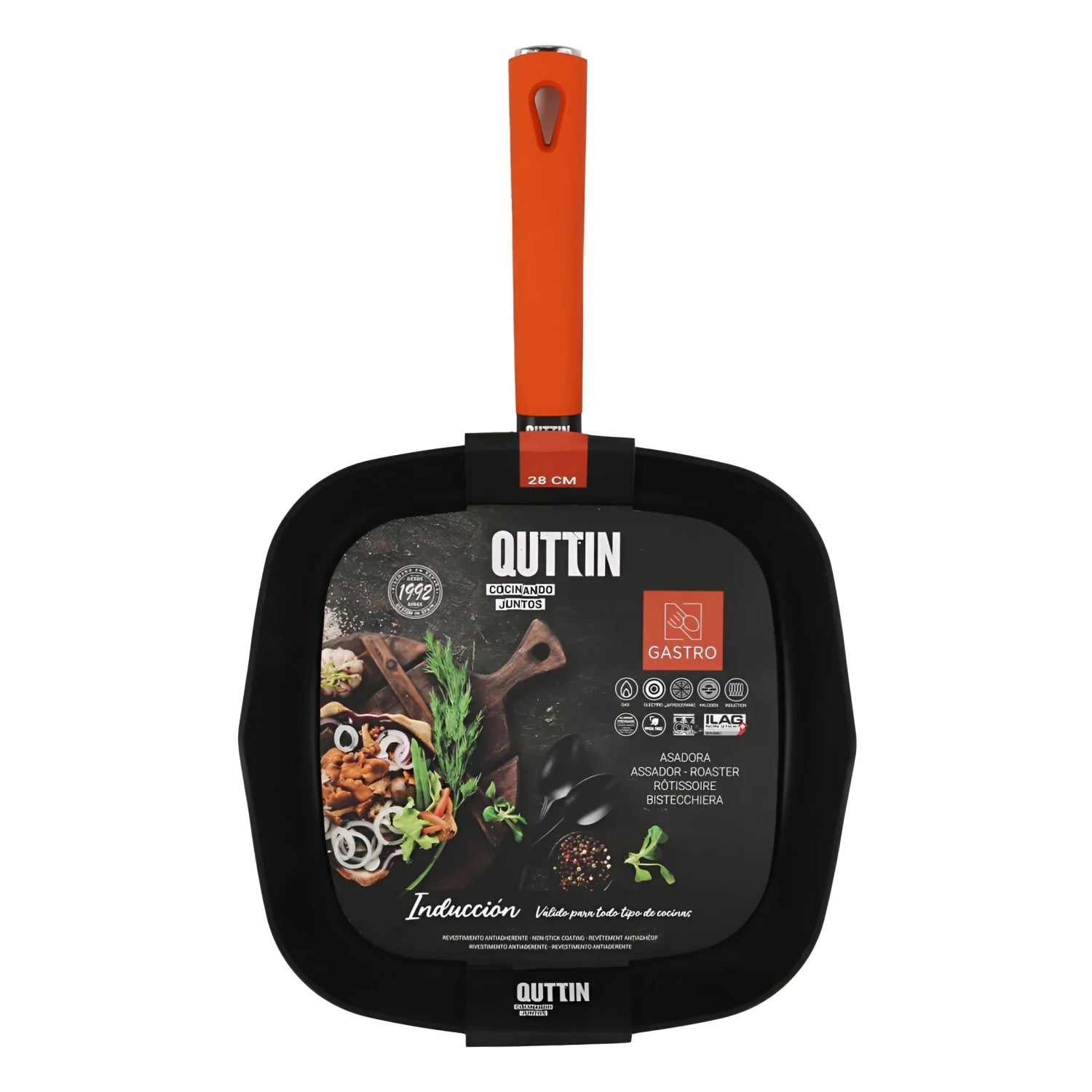 Quttin Gastro 28cm Square grill Frying pan Pressed Aluminium Non Stick Induction