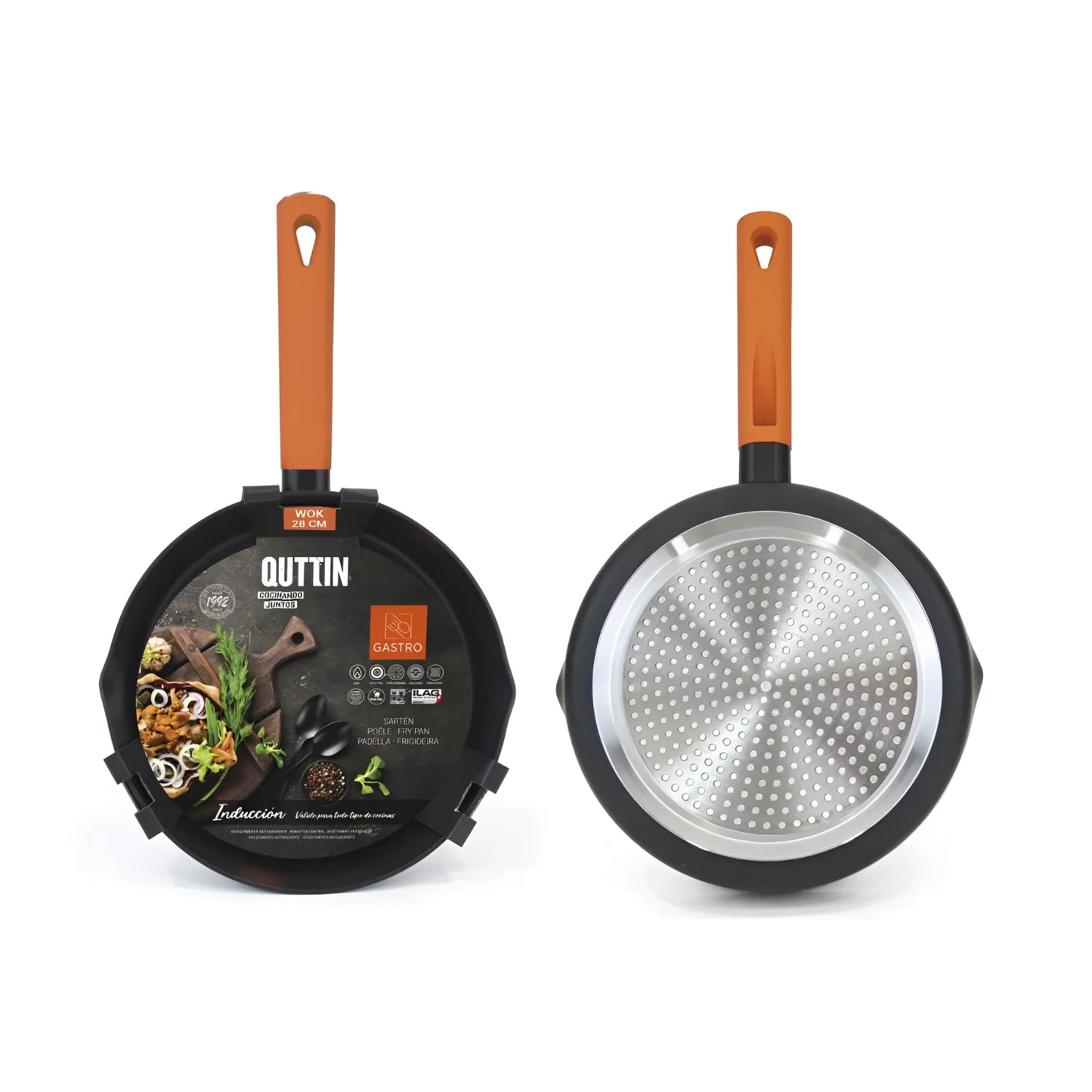 Quttin Gastro 28cm Wok Frying pan Pressed Aluminium Non Stick Induction