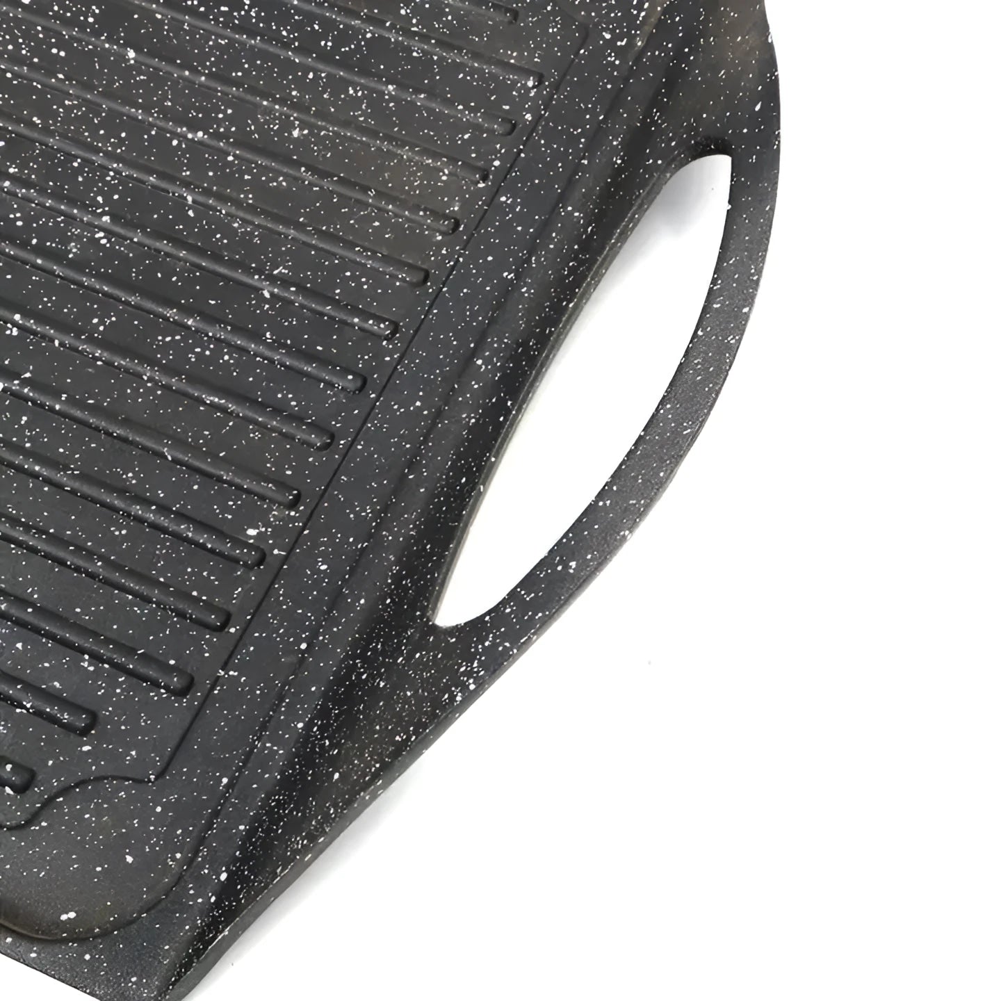 Black speckled non-stick Quttin grill roasting pan 42x27cm with ridged surface