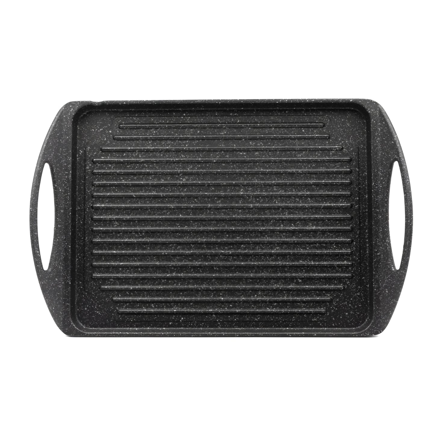 Black speckled Quttin non-stick grill roasting pan 42x27cm with ridges and handles