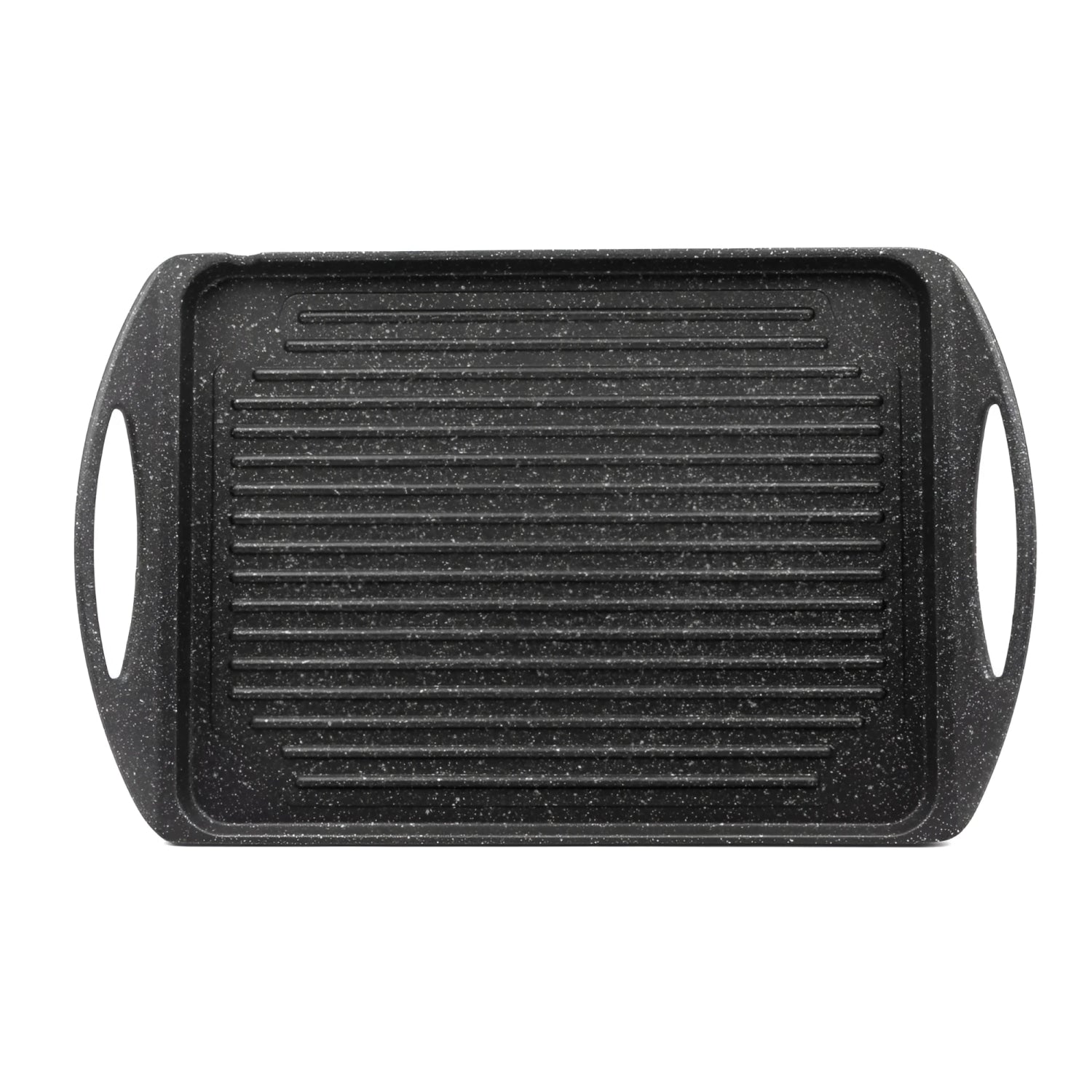 Black speckled Quttin non-stick grill roasting pan 42x27cm with ridges and handles