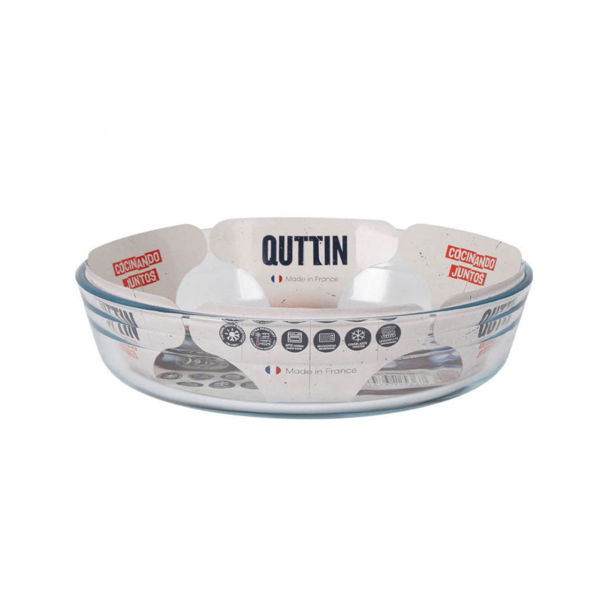 Round glass baking dish from Quttin 23cm / 1.7L for oven roasting and baking