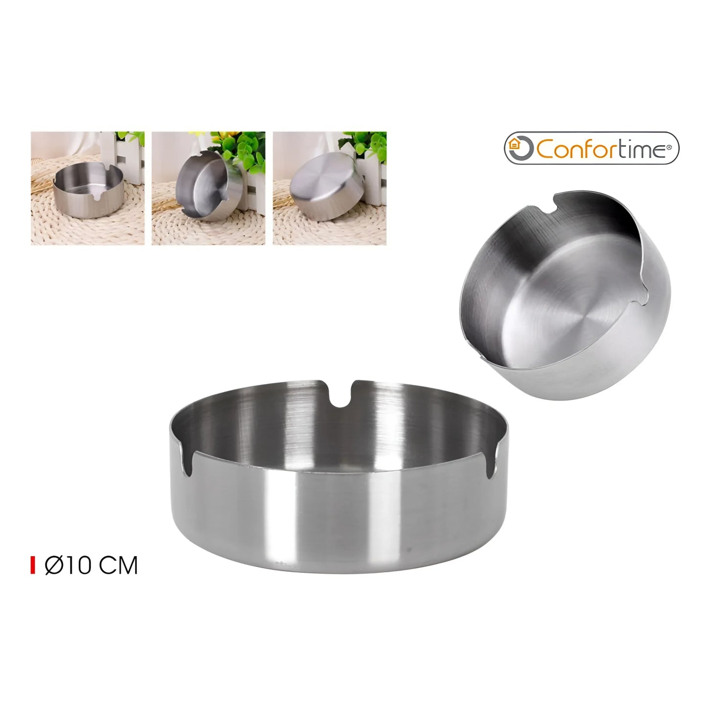 Round Steel Ashtray silver Ash Tray Cigarette Smoking Home Pub Garden