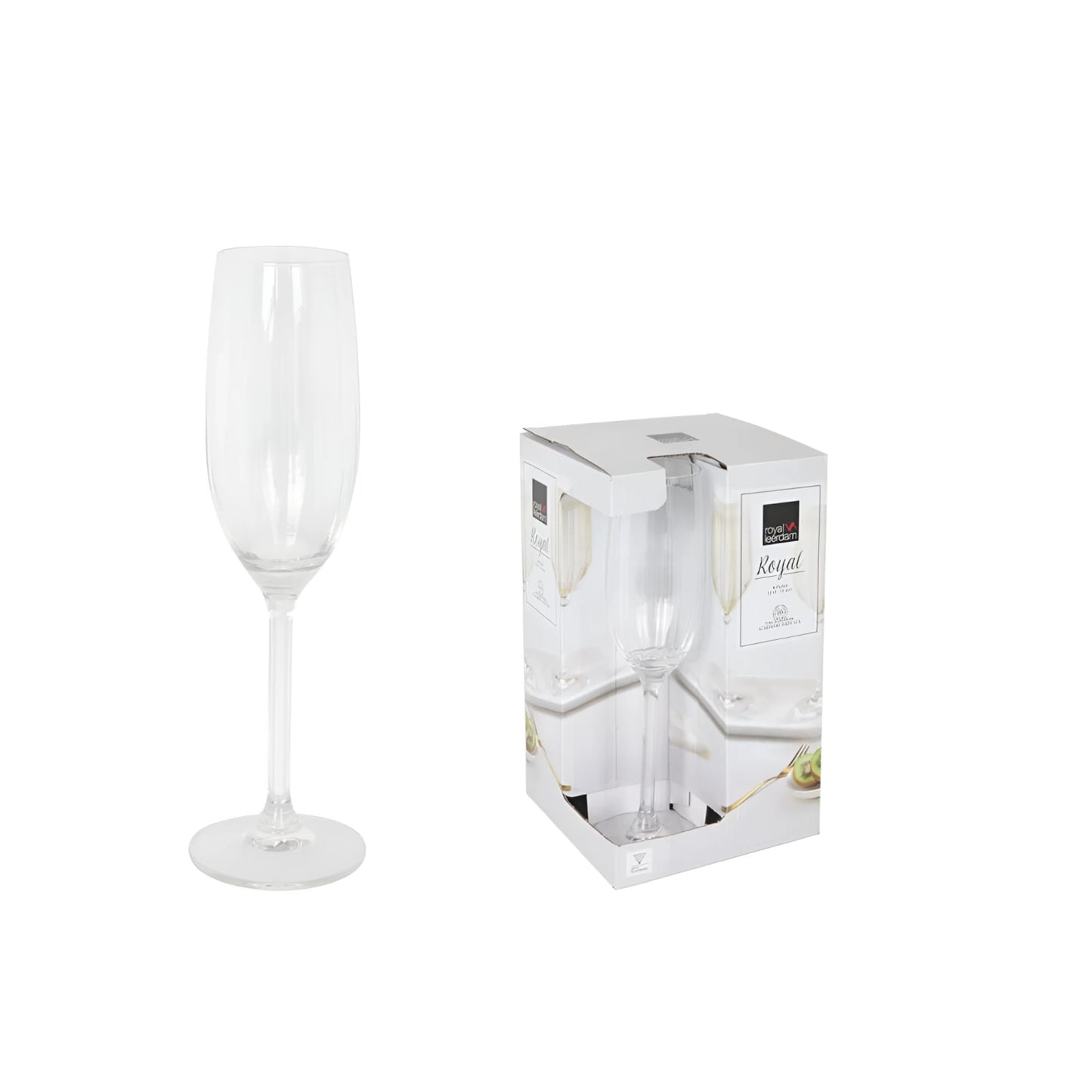 Royal Vintage 220ml champagne flute with slender stem and rounded base
