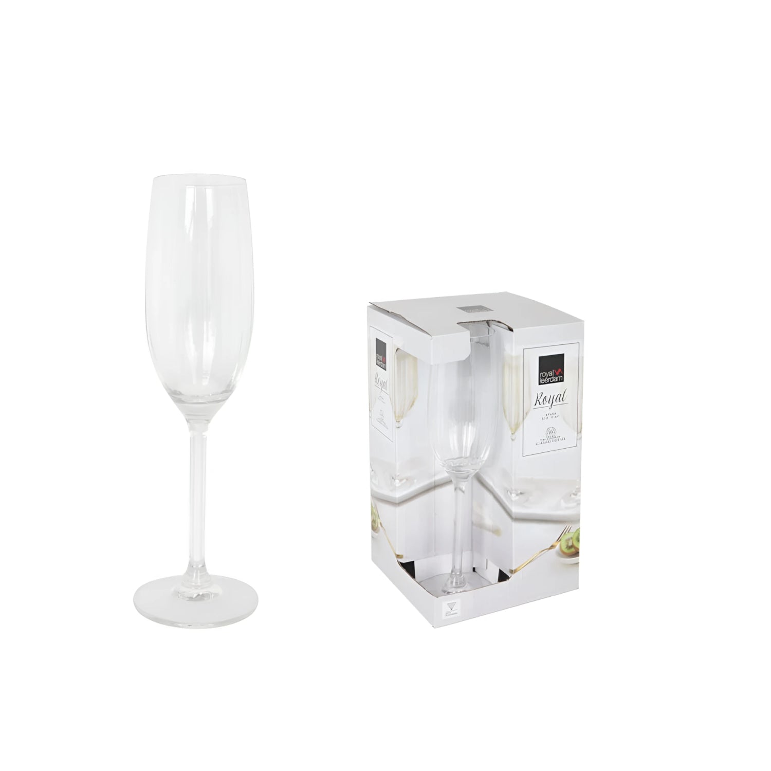 Royal Vintage 220ml champagne flute with slender stem and rounded base
