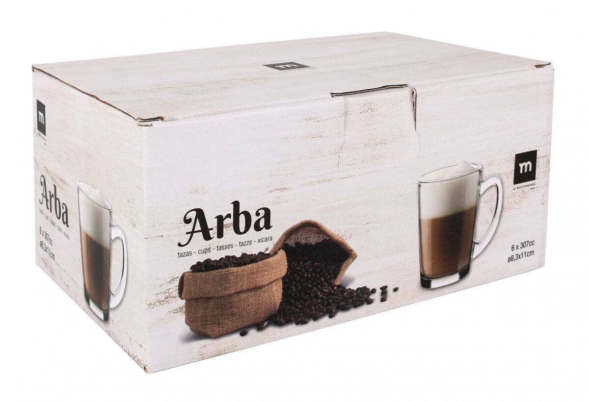 Coffee latte cappuccino glass mug 307ml Arba