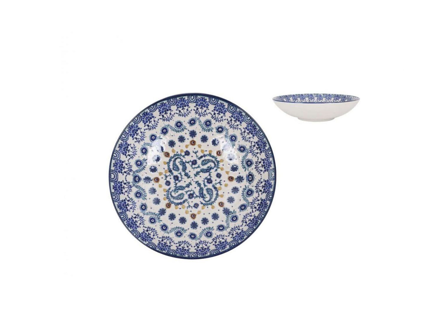 Azores 21cm pasta bowl Stoneware blue textured design curry rice stew tapas dish