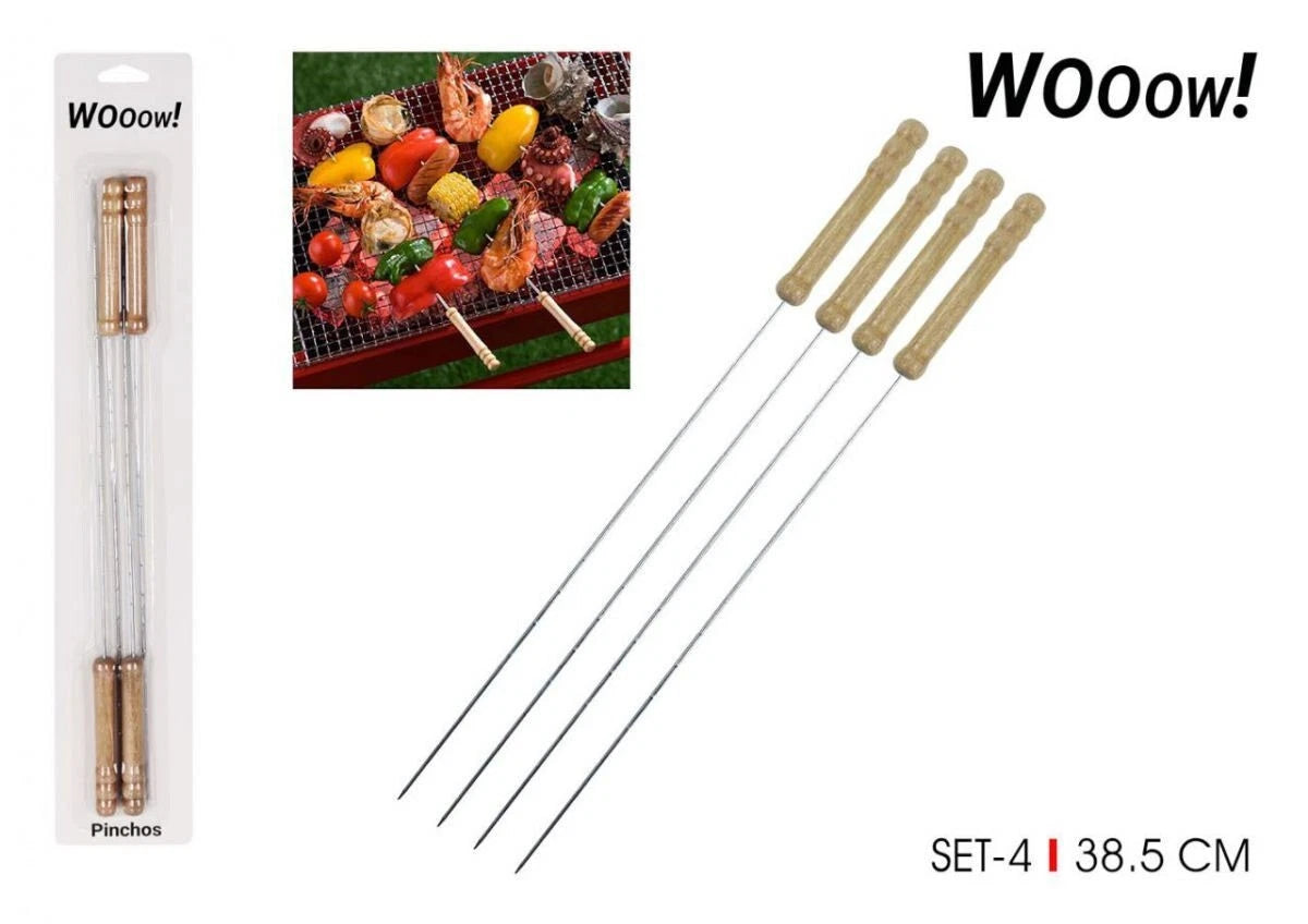 Large Barbecue Skewers Flat Extra Wide Kebab Shish BBQ Heavy Duty Strong Grill Pack 4