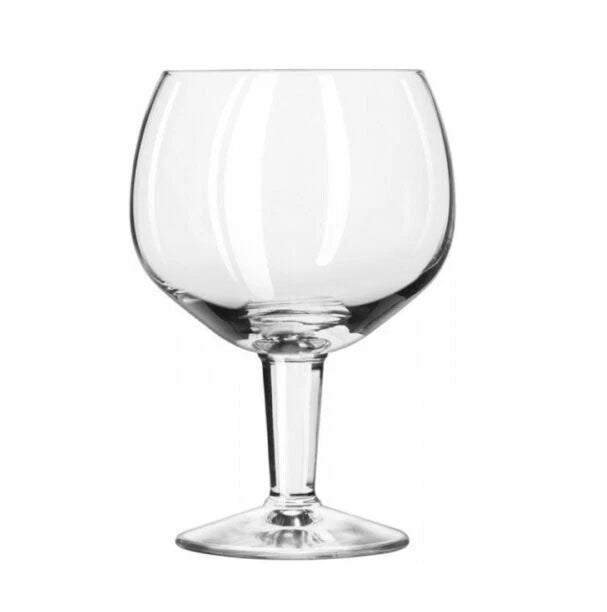 Clear glass snifter on a white background