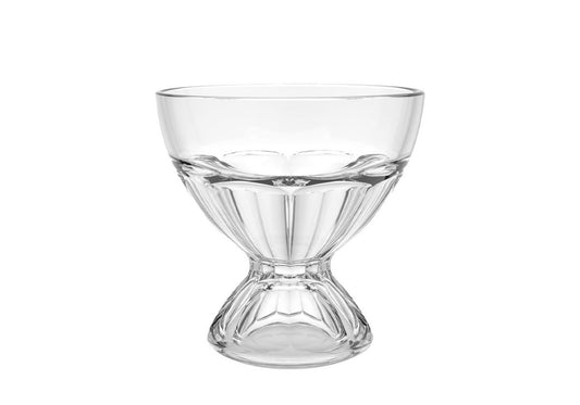 Clear glass dessert dish with a fluted base from Sacha Glass Ice Cream Sundae collection