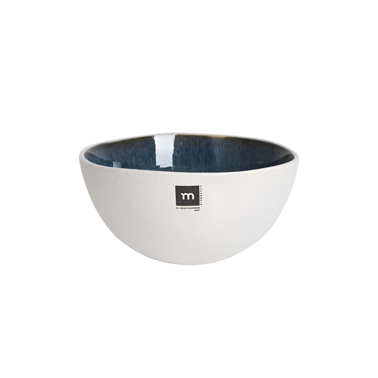 Savina 15x7.5cm irregular stoneware bowl with m la mediterranea logo
