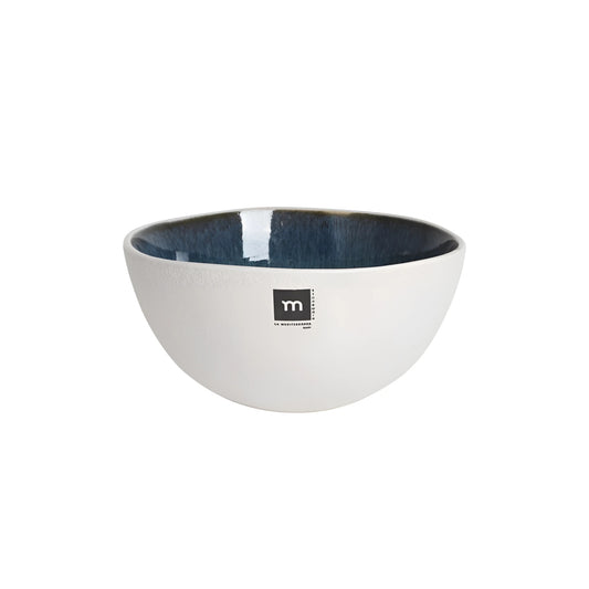 Savina 15x7.5cm irregular stoneware bowl with m la mediterranea logo