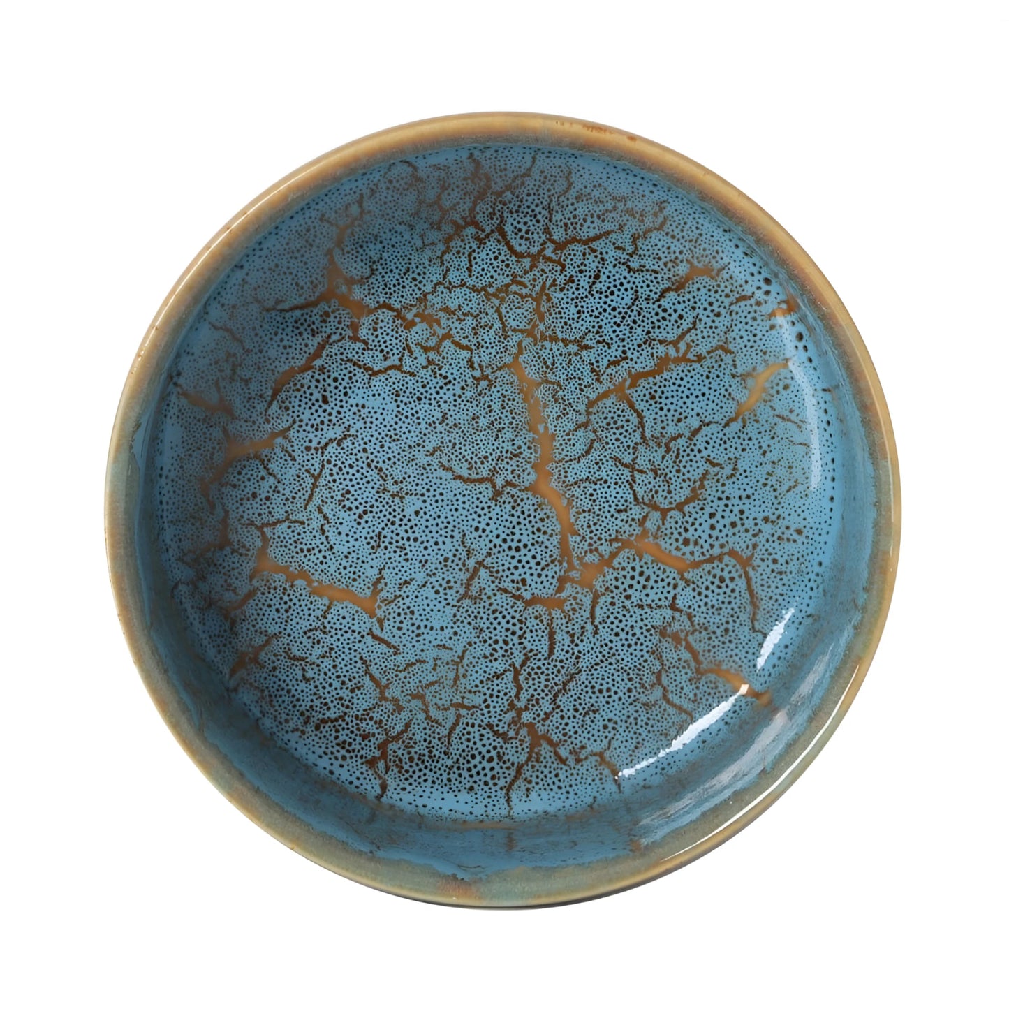 Scratch Blue 13x4.8cm bowl with vibrant blue glaze and golden crackle