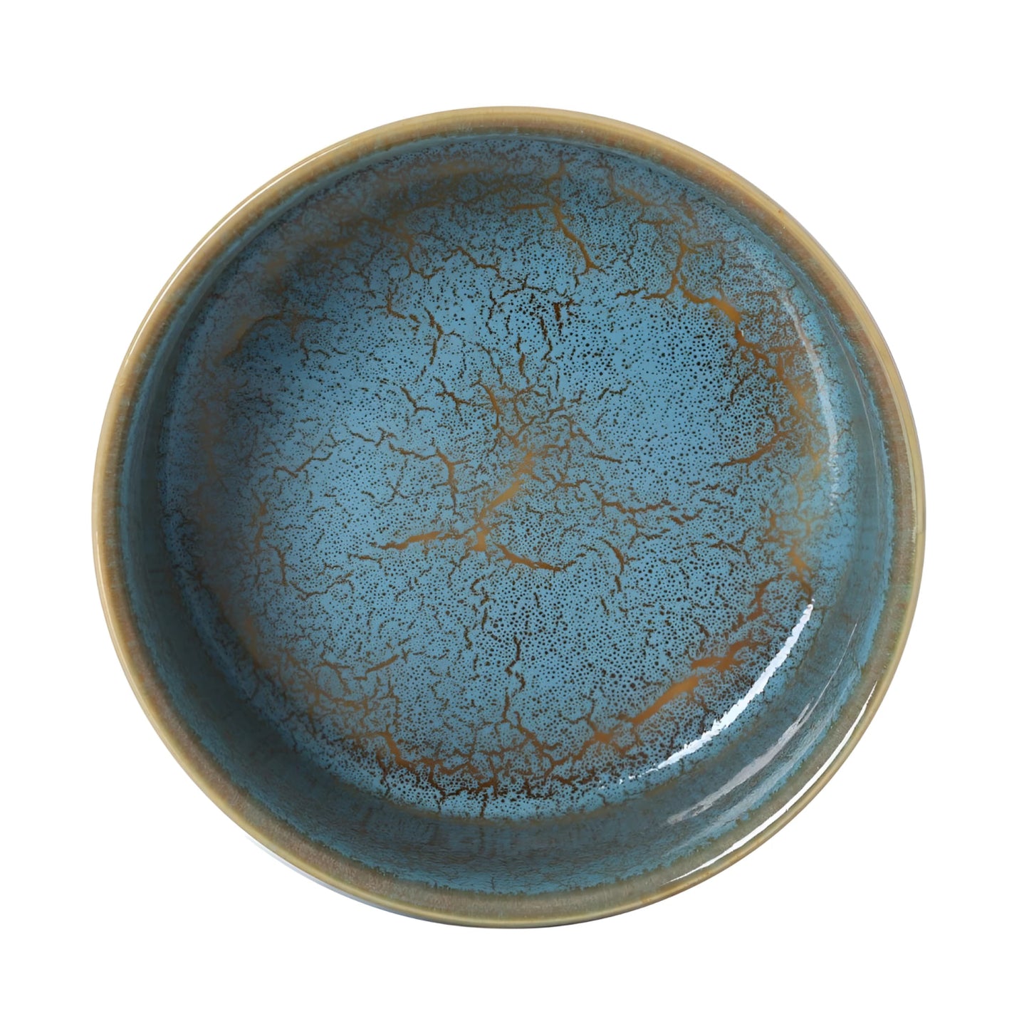 Scratch Blue 15.6x6.8cm bowl with vibrant blue glaze and golden crackle