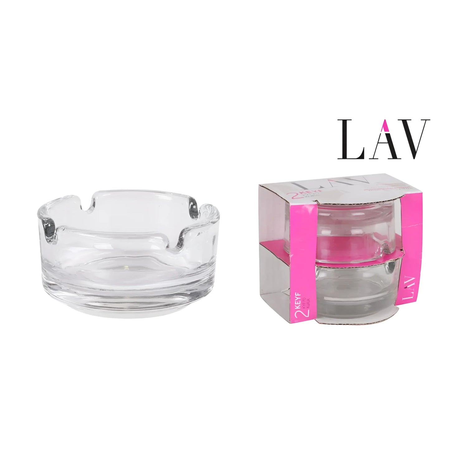 SET 2 ROUND ASHTRAYS 7.5CM KEYF