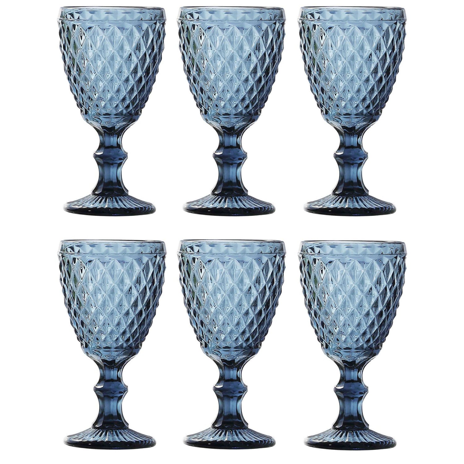 Sidari Blue red wine glasses 350ml diamond vintage