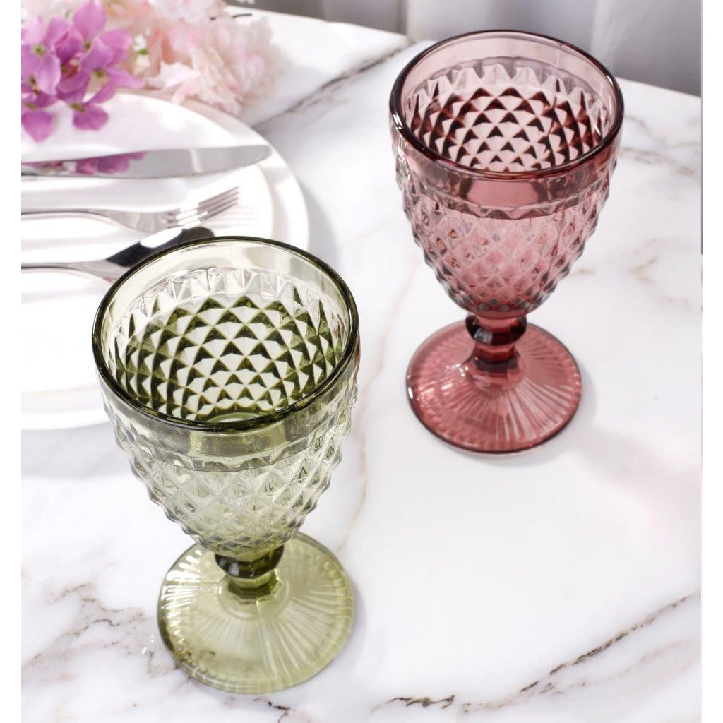 Sidari Green red wine glasses 350ml diamond vintage Anais