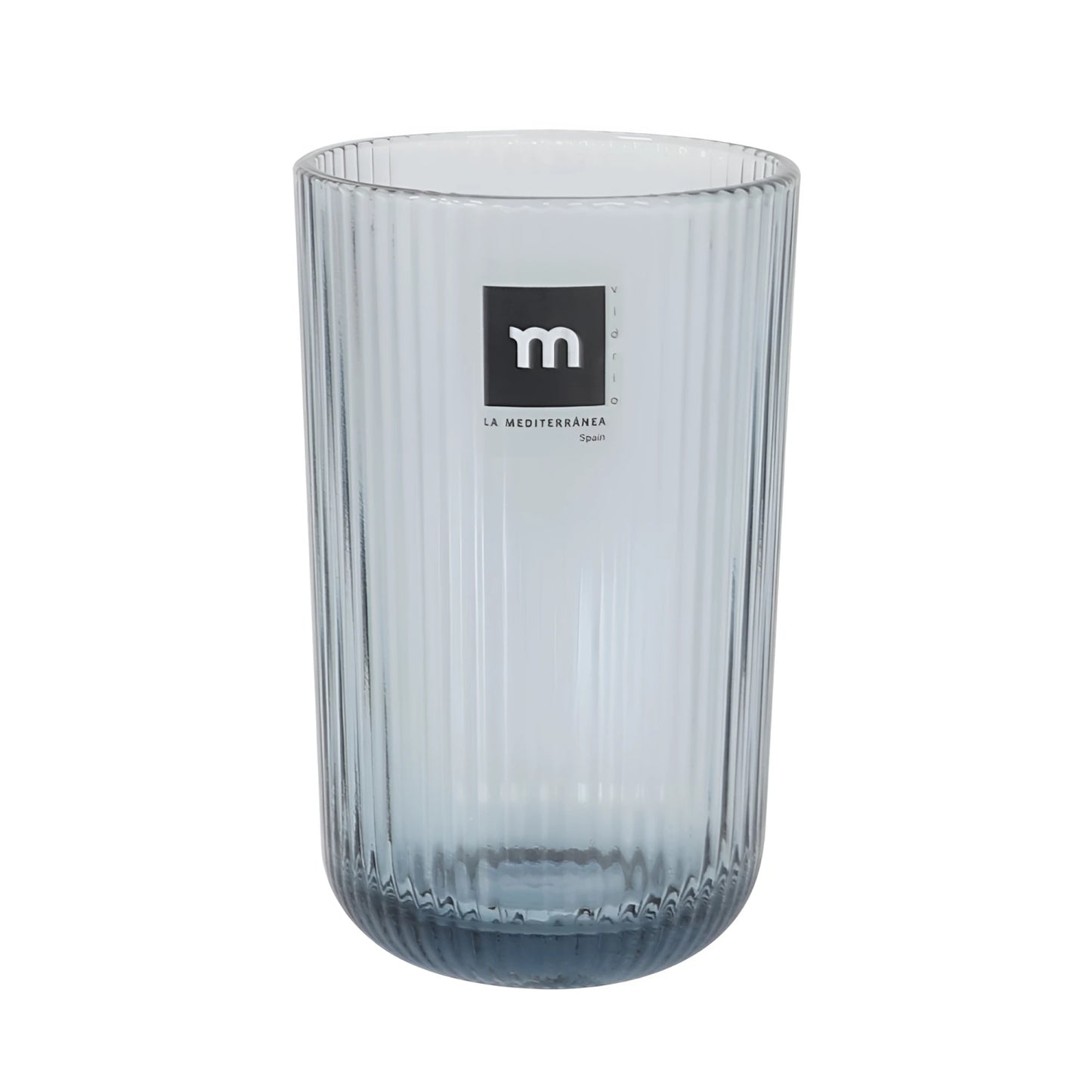 Sonella Blue 430ml highball glass with ribbed texture and logo