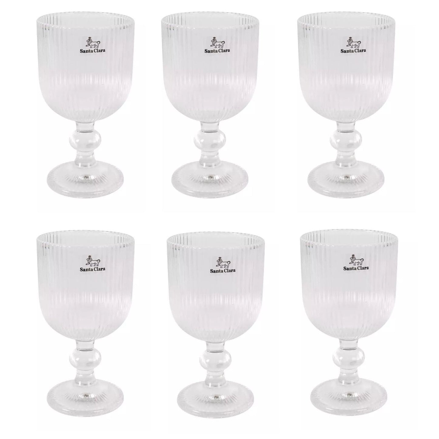 Sonella Clear Wine glasses 255ml embossed striped vintage glassware