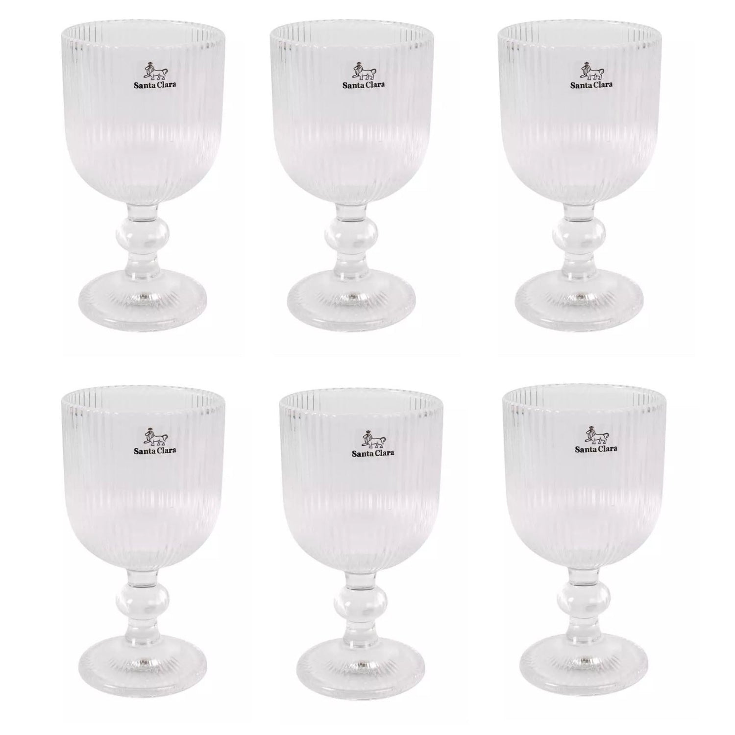 Sonella Clear Wine glasses 255ml embossed striped vintage glassware