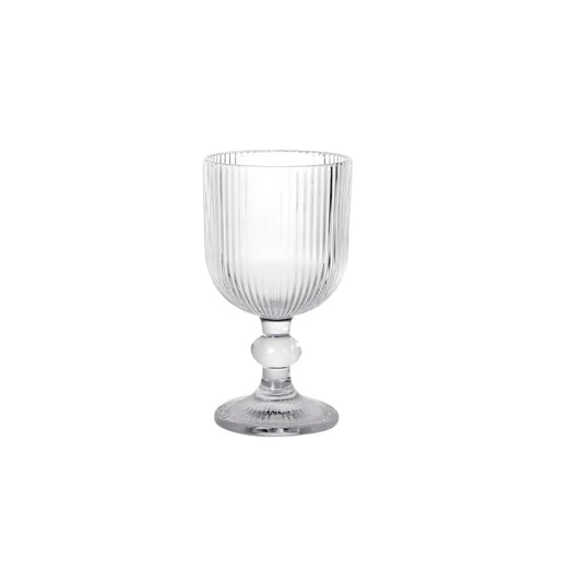 Sonella Clear Wine glasses 360ml embossed striped vintage glassware